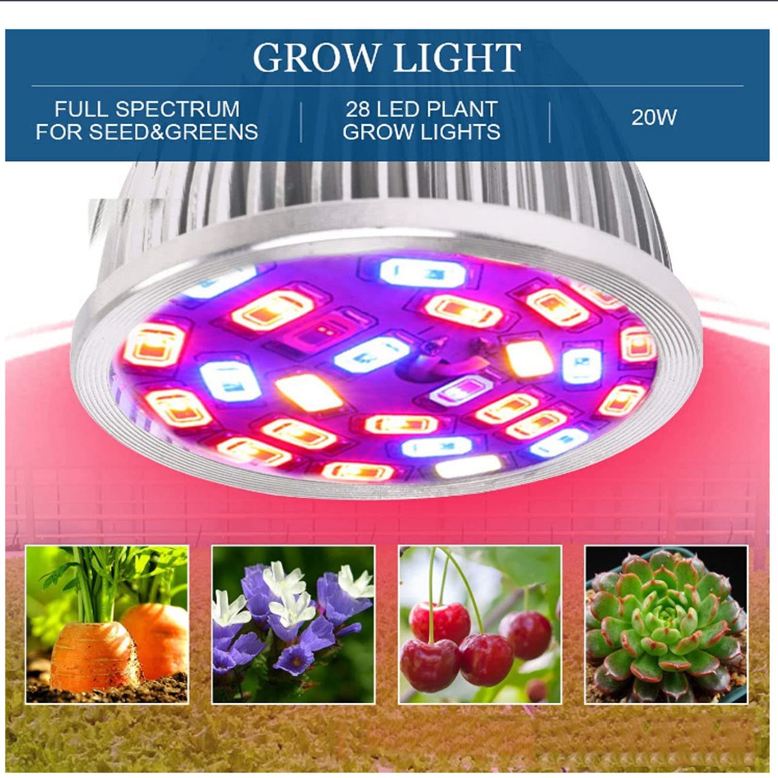 20W żarówka LED do uprawy, żarówki roślinne pełne spektrum dla roślin domowych wysiew Bloom ogród szklarniowy rośliny hydroponiczne