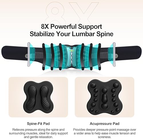 Miniatura 8 de Soporte de espalda ajustable con soportes laterales duales, almohadillas de TPE 3D y doble tirón cruzado en X - Cinturón de apoyo de espalda baja