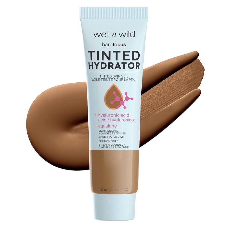 wet n wild Bare Focus Tinted Hydrator Hidratante com Cor, Acabamento Semimate, Tom Deep