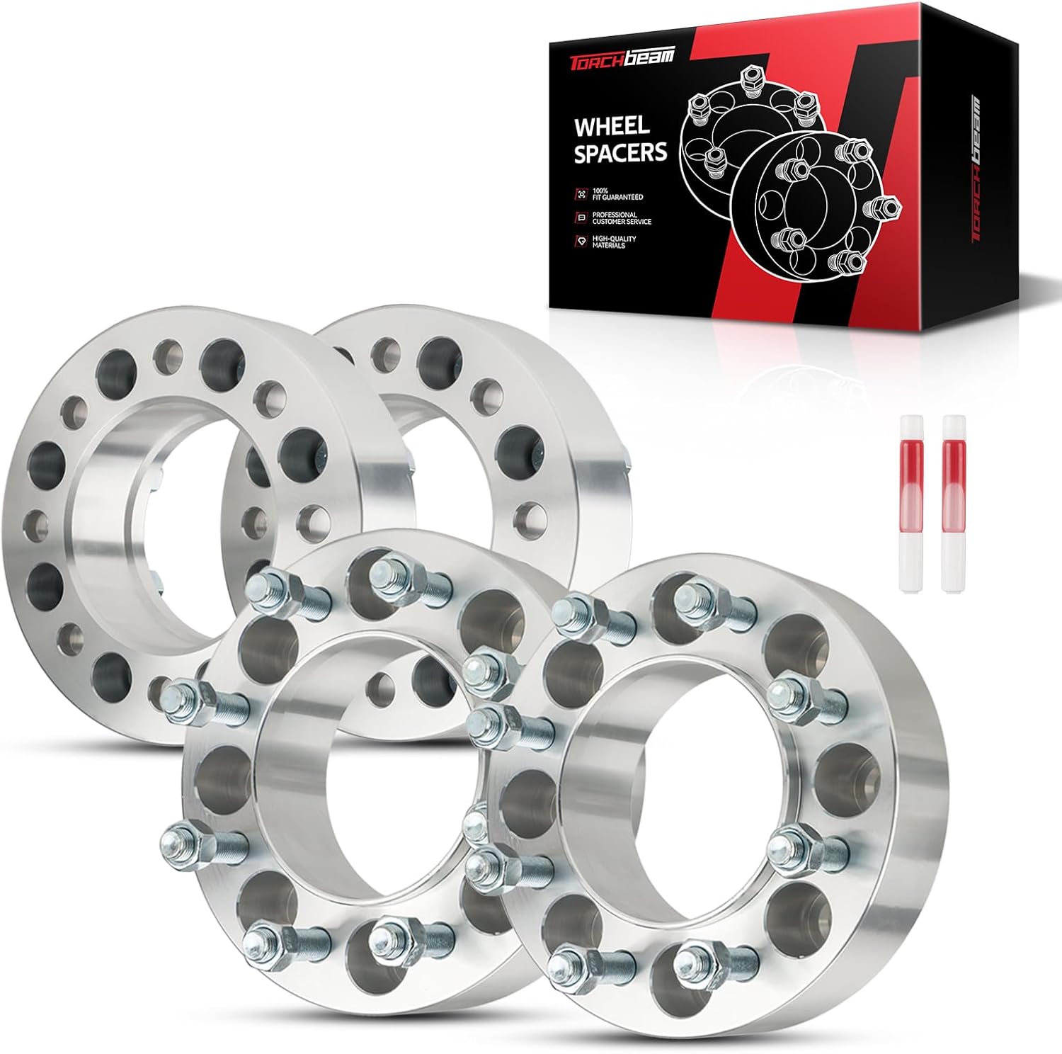 Torchbeam 8x6.5“ Wheel Spacer 2 inch for 2006-2008 Ram 1500, 1994-2010 Ram 2500, 1994-2010 Ram 3500, 121 Hub Bore & 9/16“x18 Studs, 8 Lug Wheel Spacer, 4PCS, Silver