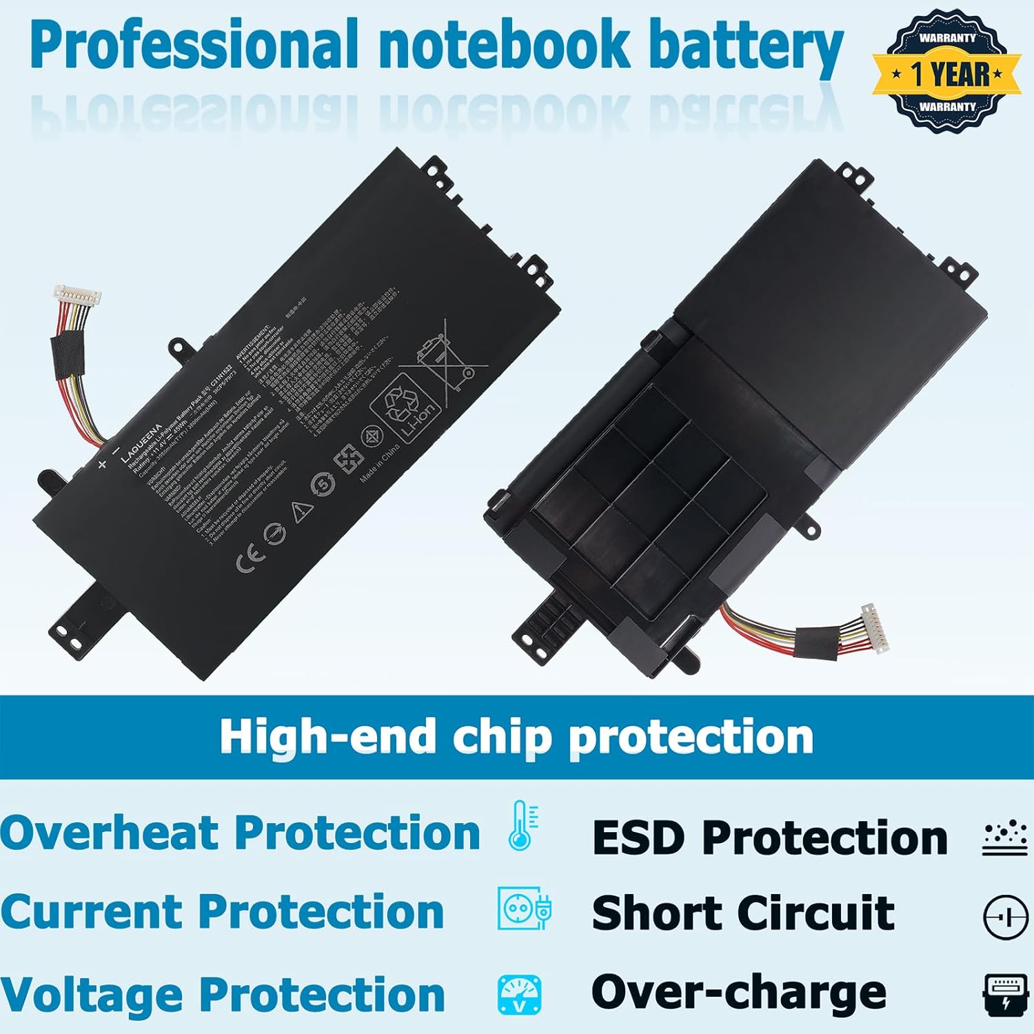 C31N1522 Laptop Battery Compatible with ASUS Q553U N593UB N593UB-1A Series C31PMC6 0b200-01880000 11.4V 45Wh