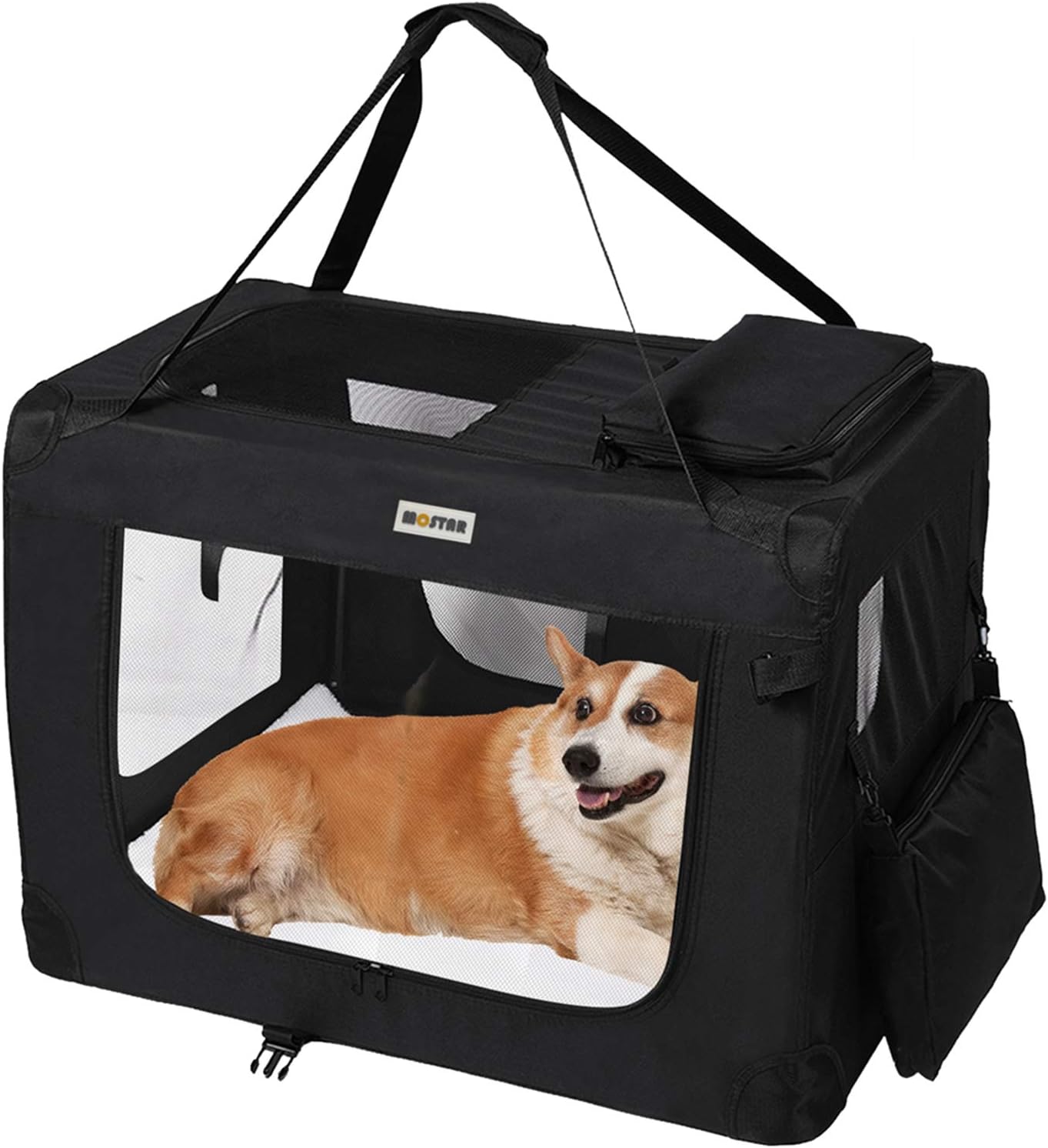 MC Star Transportin para Perros Gatos Mascotas Plegable Portátil Impermeable Tela Oxford Portador Bolsa de Transporte para Coche Viaje, M 60 x 42cm Negro