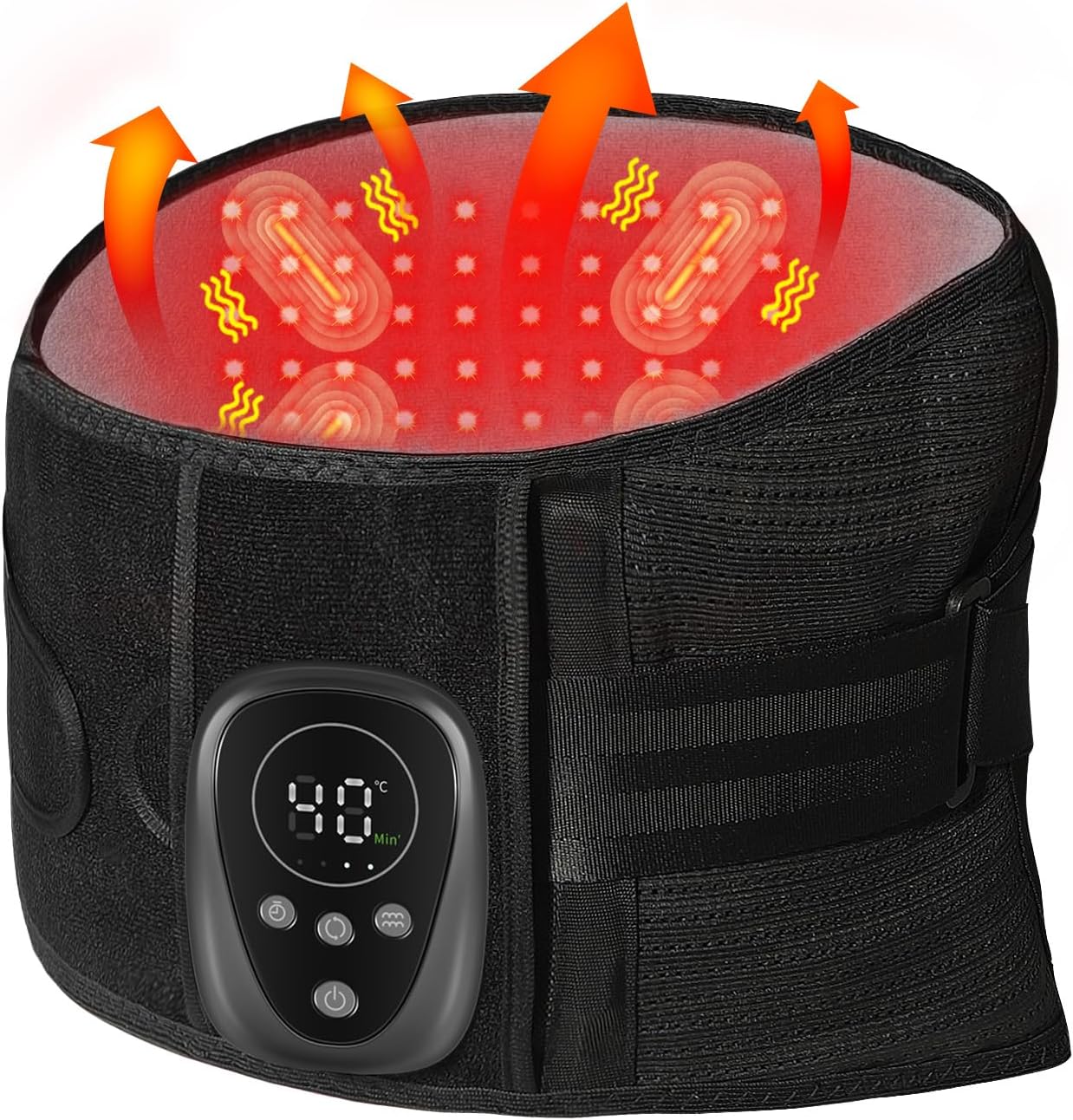 HONGJING Red Light Massage Back Brace with Heat for Lower Back Pain Relief, Cordless Back Support Massager Belt Rechargeable for Pain from Herniated Disc, Scoliosis, Sciatica (XL)