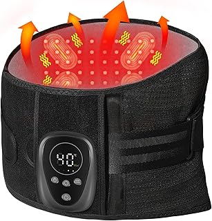 HONGJING Red Light Therapy Massage Back Brace for Lower Back Pain Relief, Heated Lumbar Support Massager Rechargeable for Herniated Disc, Scoliosis, Sciatica(L)