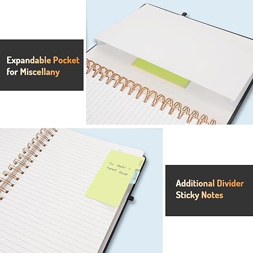 Vista 142 de Forvencer Cuaderno rayado en espiral con 300 páginas numeradas, diarios gruesos A5 para escribir con papel de 3.53 oz/m², cuadernos de tapa dura