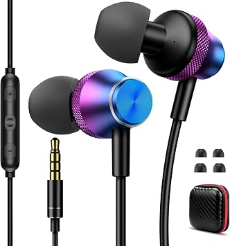 Wired Earbuds with Mic for Laptops with 3.5mm Audio Jack HiFi Stereo Headphone Earbuds for Samsung A25 A15 A16 A32 A52 Android iPhone iPad MP3/4 PS4 Chromebook Purple | iPad/iPod/Chromebook / / iPhone/Samsung/Android/Switch