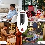 Grandes cheminées de vent extérieures, 37 Inches, Tubes en aluminium, Brun et Noir, Style traditionnel, Parfait pour les cadeaux de jardin, patio, mémorial et sympathie