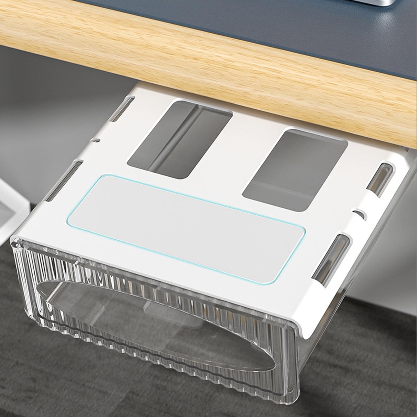 Organiseur De Tiroir Coulissant Sous Meuble – 31x28,5x16,5 Cm – Gain De Place Sans Perçage – Pour Bureau, Armoire, Cuisine