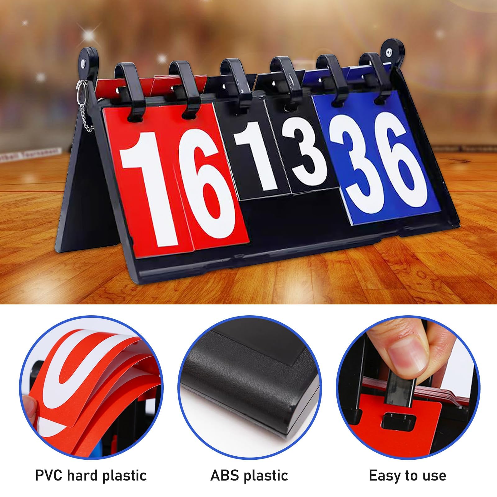 Tabellone segnapunti portatile, con funzione di visualizzazione a 4 cifre, indicatore di livello, contatore punteggio, segnapunti portatile, per pallacanestro, pallavolo, ping pong