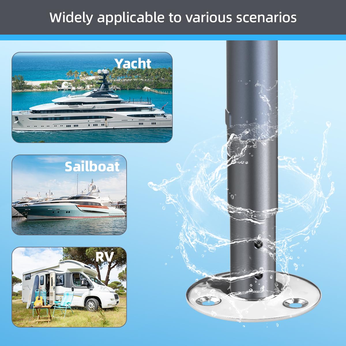 XTAR Starlink Mounting Kit for Marine Yacht Ship RV, Starlink Pipe Mount Adapter, Starlink Pole Mount,Marine Antenna Mount for Starlink Internet Kit Satellite (Mount KT 2)