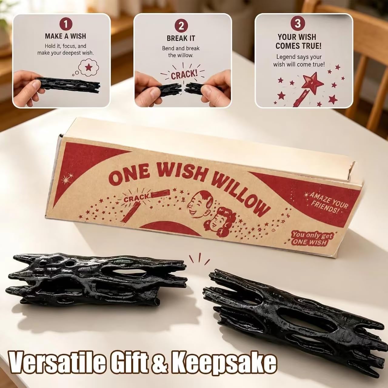 One Wish Willow Snap Stick, Ancient Legend Replica Novelty Party Favor Wish-Making Gift for All Ages