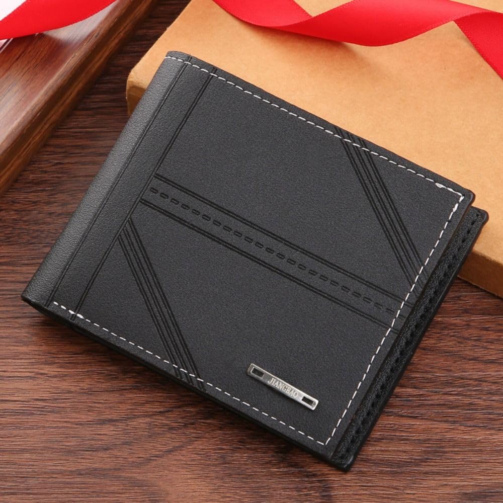 Money Bag PU Large-capacity Card Holder Multi-card Slot Men Wallet(Black)