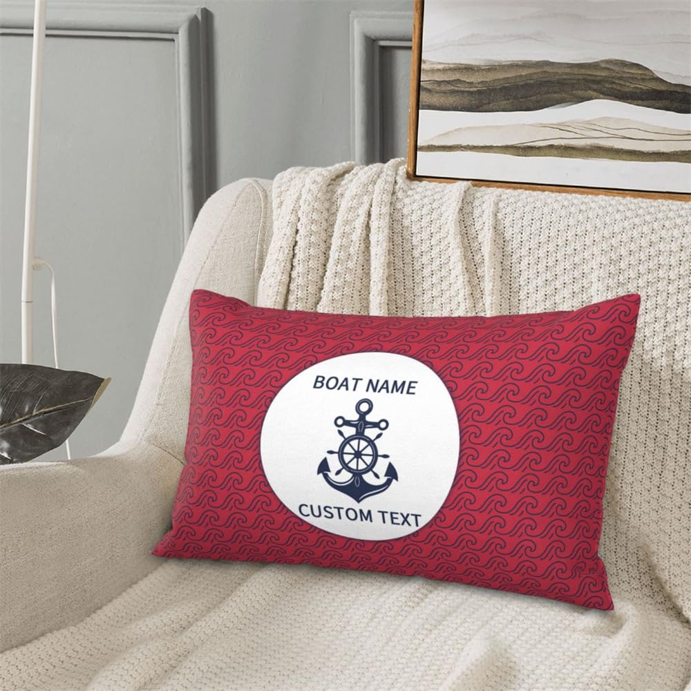 OOEREWGF Personalized Nautical Ocean Theme Blue Pillow Covers, Custom Sailor Sailing Yacht Boat Captain Name Pillow Cushion with Compass, Boat Ship Sailboat Sailing Pillowcases Decoration Gifts