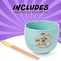 Vista 178 de Silver Buffalo The Powerpuff Girls Girl Power Featuring Blossom, Bubbles, and Buttercup Ceramic Ramen Noodle Rice Bowl with Chopsticks, Microwave