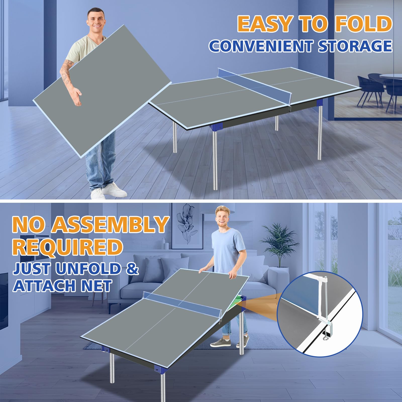 Tavolo da ping pong, pieghevole, per famiglie e bambini, 180 x 90 x 1,2 cm, ideale per interni ed esterni, attività sportive divertenti