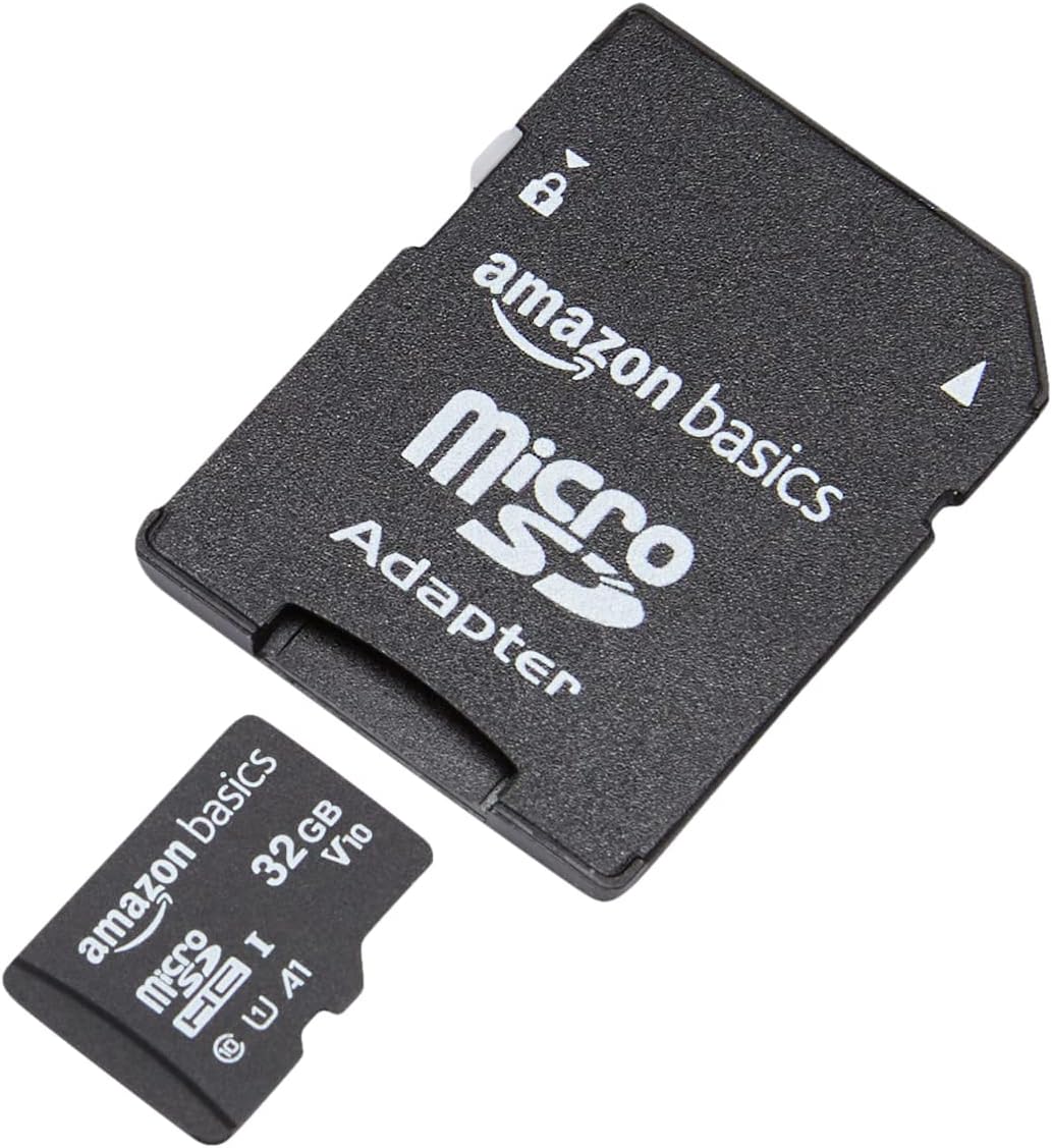 Amazon Basics 32GB MicroSDHC Memory Card with Adapter, Upto 98MB/s, IPX6, Temperature & Shock Resistant