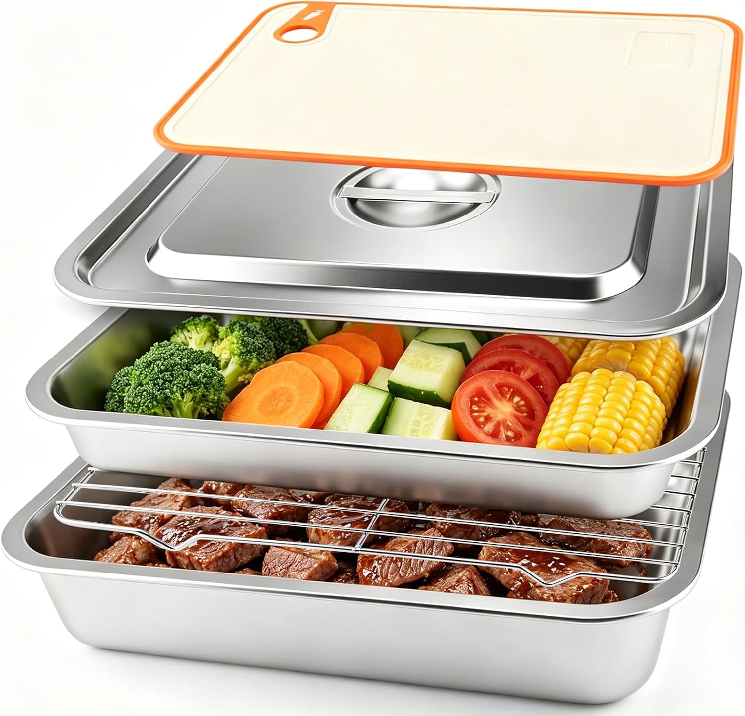 Grill Prep Trays and Carry System 5 in 1, Grilling Prep & Serve BBQ Tray
