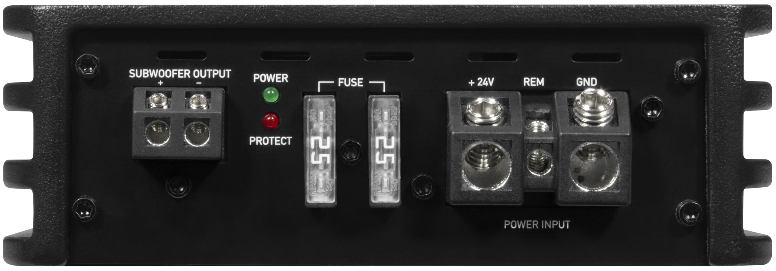 ESX Q-ONEv3-24 V Amplificateur audio de voiture 1 canal Classe D pour réseau de bord 24 V dans camions ou autocars avec télécommande basse | 1 x 300/500/700 W RMS @ 4/2/1 Ohm | Prêt à démarrer et