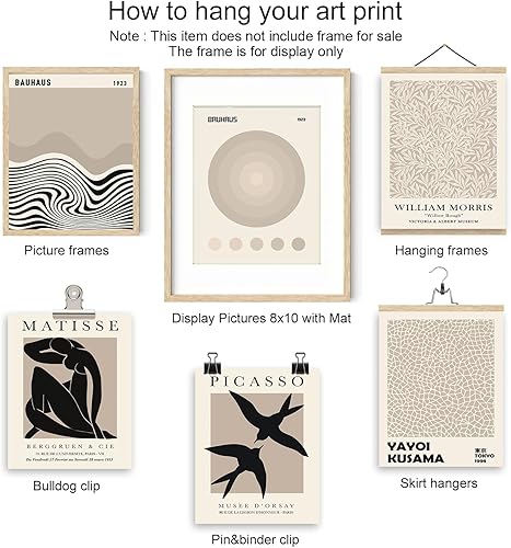 Miniatura 3 de Iknostine Juego de 6 impresiones artísticas para pared de artistas famosos, póster abstracto de Matisse en lienzo estético negro, arte de flores de