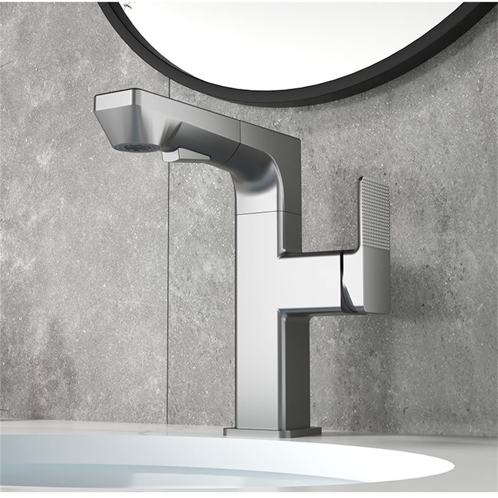 Grifo para Lavabo de baño, con Pantalla Digital LCD, Giratorio 360 Grados, extraíble, con caño de 2 Modos, de latón, con función de Giro Inteligente para Agua de Lavado (Color: CRO