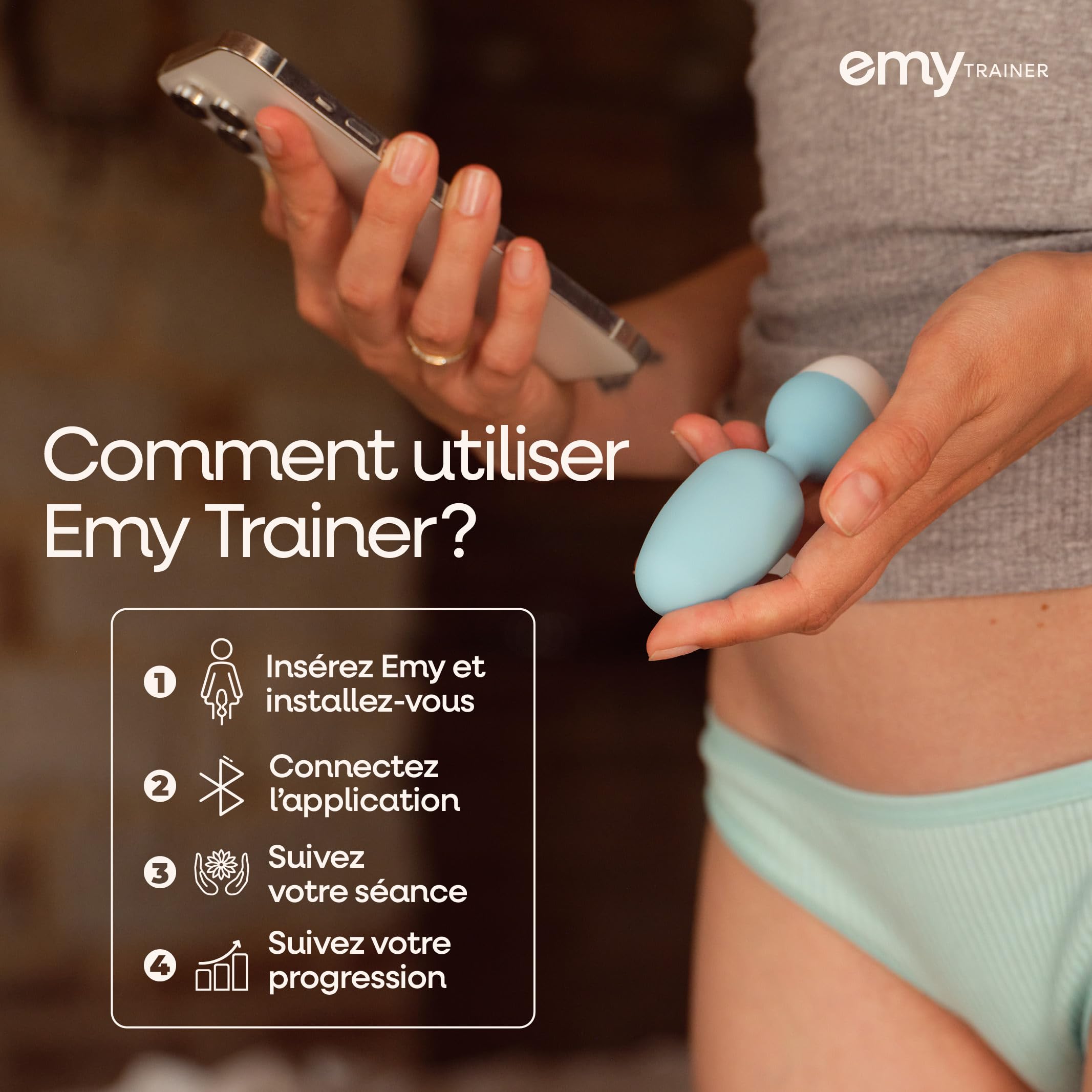 Emy | Sonde Périnéale Connectée Dispositif Médical FR | Biofeedback Rééducation Périnée pour Fuites Urinaires Post-Partum Ménopause Sport - Dispositif Médical CE conçu en France
