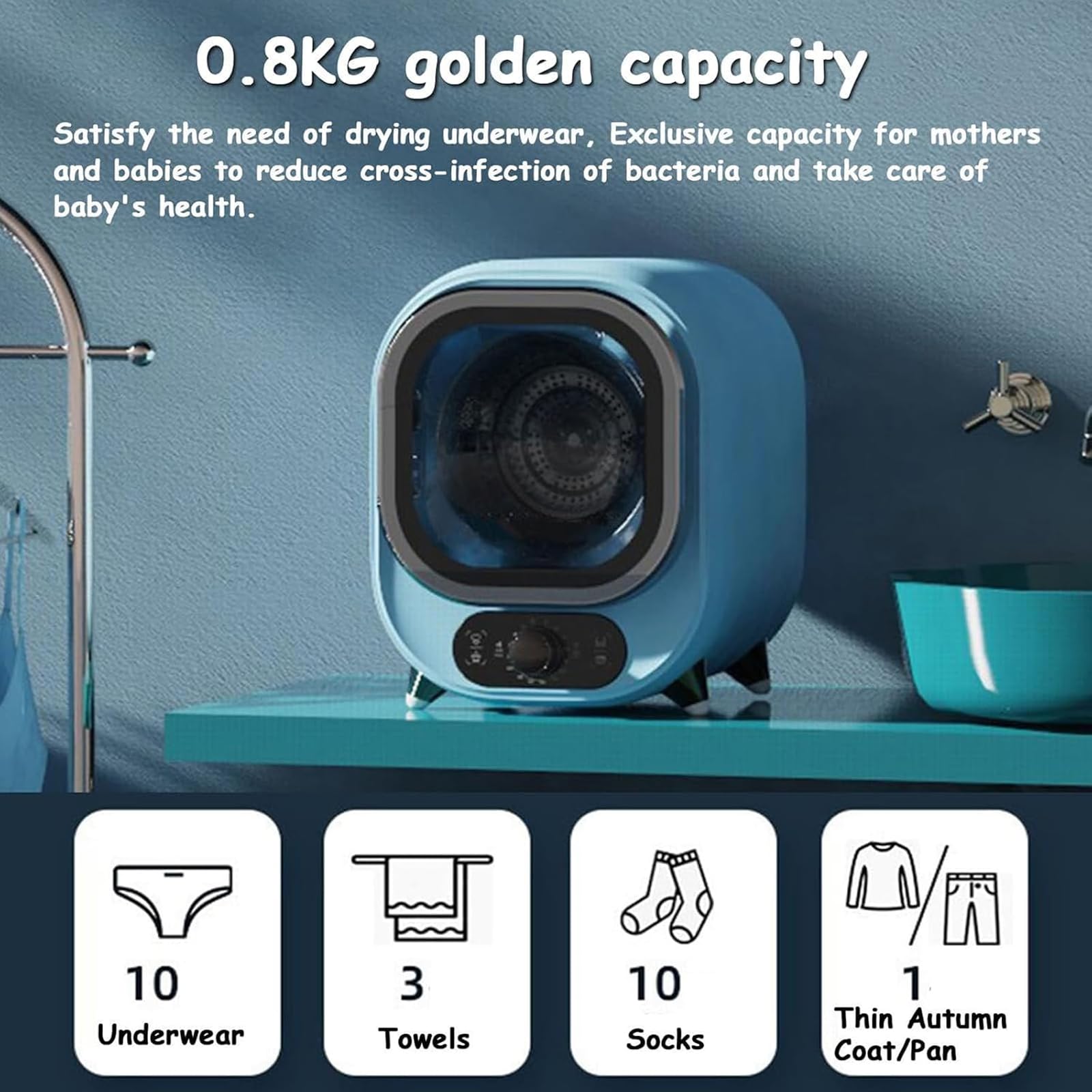 Secadora De Ventilación, Secadora Condensadora Portátil Genérica | tambor de acero inoxidable, rotación bidireccional, protector contra arrugas y mantiene esponjoso, doble filtración