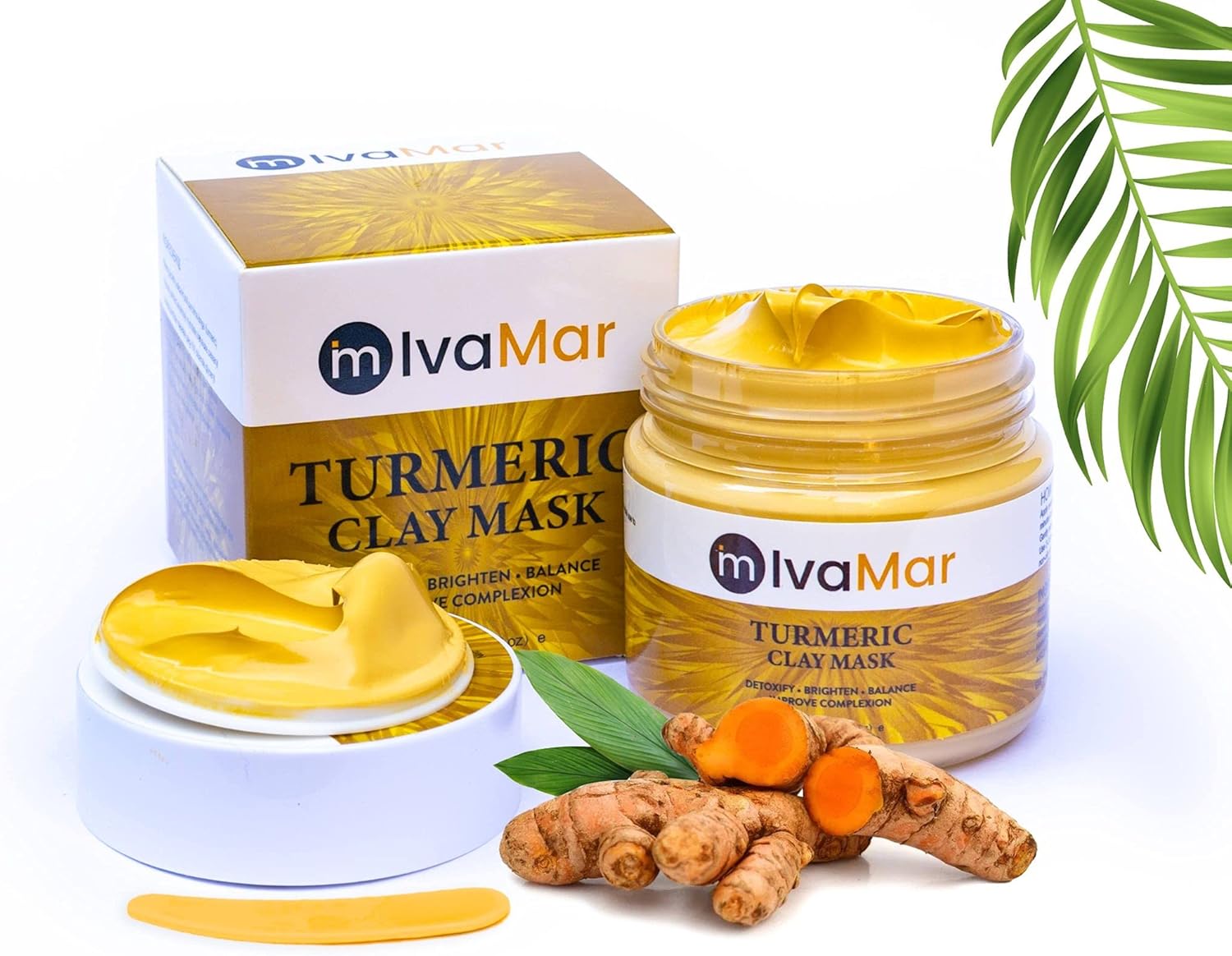 100 Natural Turmeric Face Clay Mask with FREE Brush Applicator120g