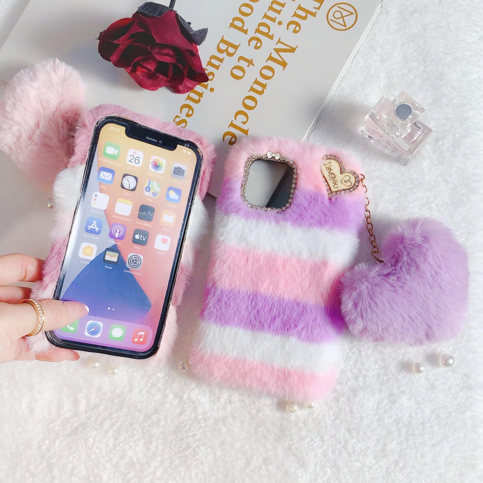 Acquista Custodia in peluche con orecchie da coniglio a forma di cuore amore per Xiaomi Redmi Note 12 11 10 9A 9C 9T/Samsung S23 S22 Ultra A14 A54 A13 A23 A33 A53