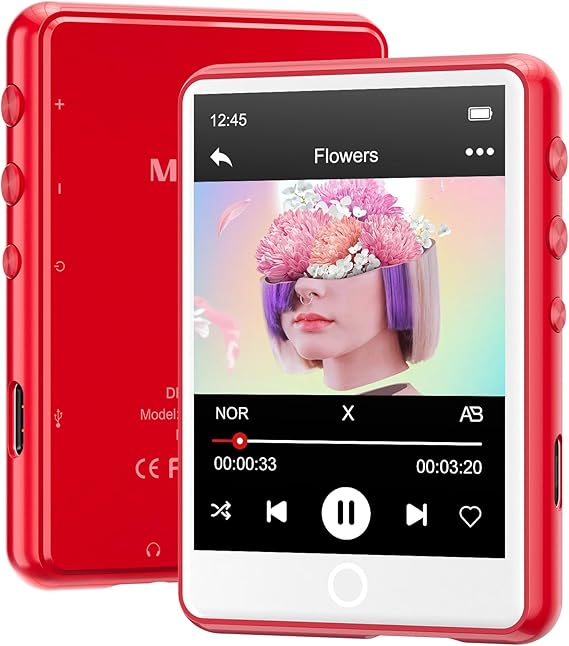 128GB MP3 Player Bluetooth 5.3 with 2.4" Full Touch Screen,MECHEN Portable Digital Music Player with HD Speaker,FM Radio, HiFi Lossless Sound, Recording, Support up to 512GB.