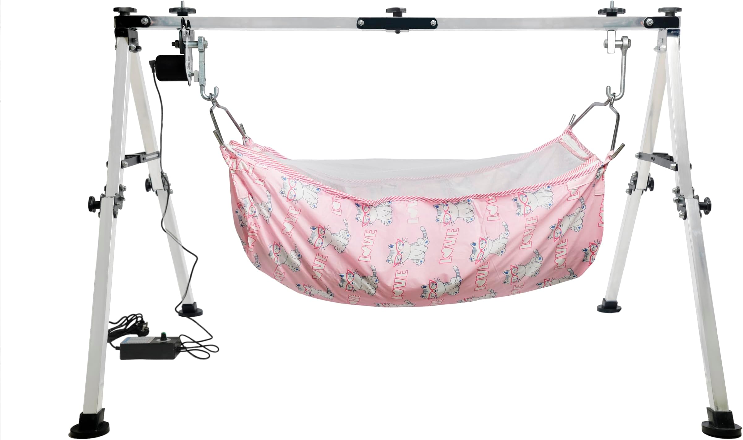 My Cradle Automatic Electric Cradle 12V-DC V Working on All Countires USA/Canada 110V to 240V Speed Adjustable 20 kg Load | NRI Stainless Steel Ghodiyu Black | Speed Controller (Cloth Colour May Vary)