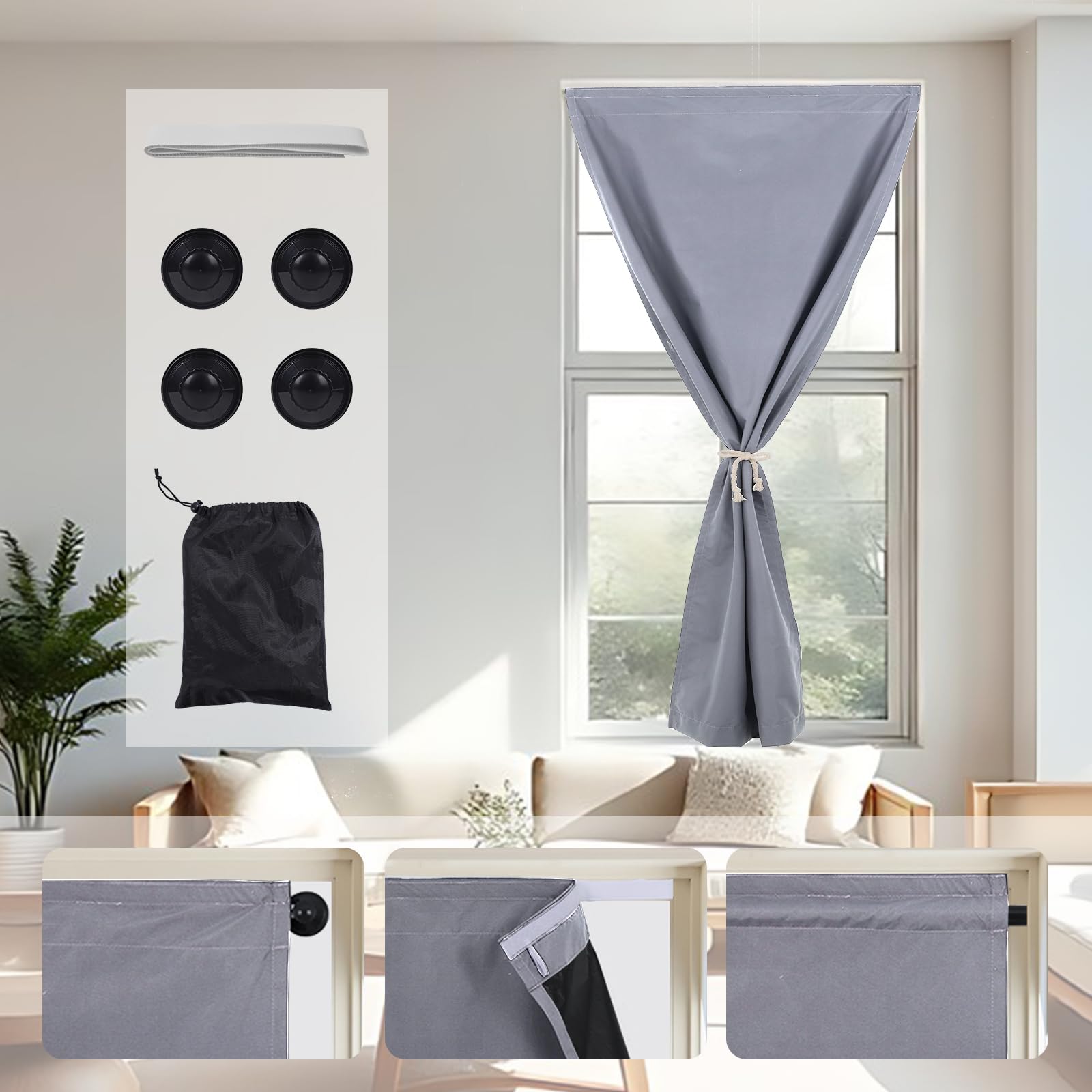 Portable Blackout Curtain with Suction Cups Stick on Travel Window Blind