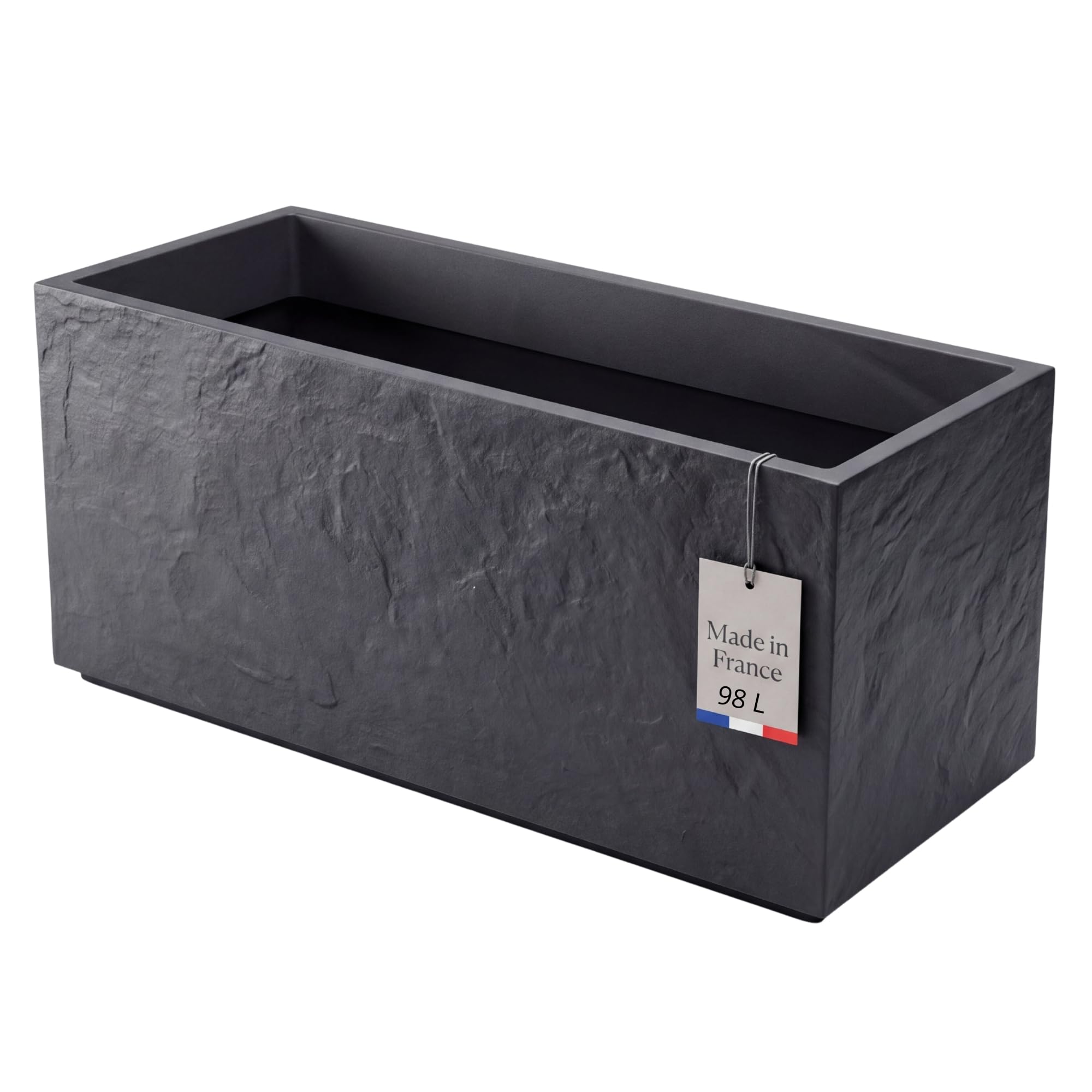 BigDean Pflanzkübel Groß Außen ca. 100cm Schiefer Optik Blumentopf | mit Wasserspeicher Winterfest Doppelwandig Rechteckig