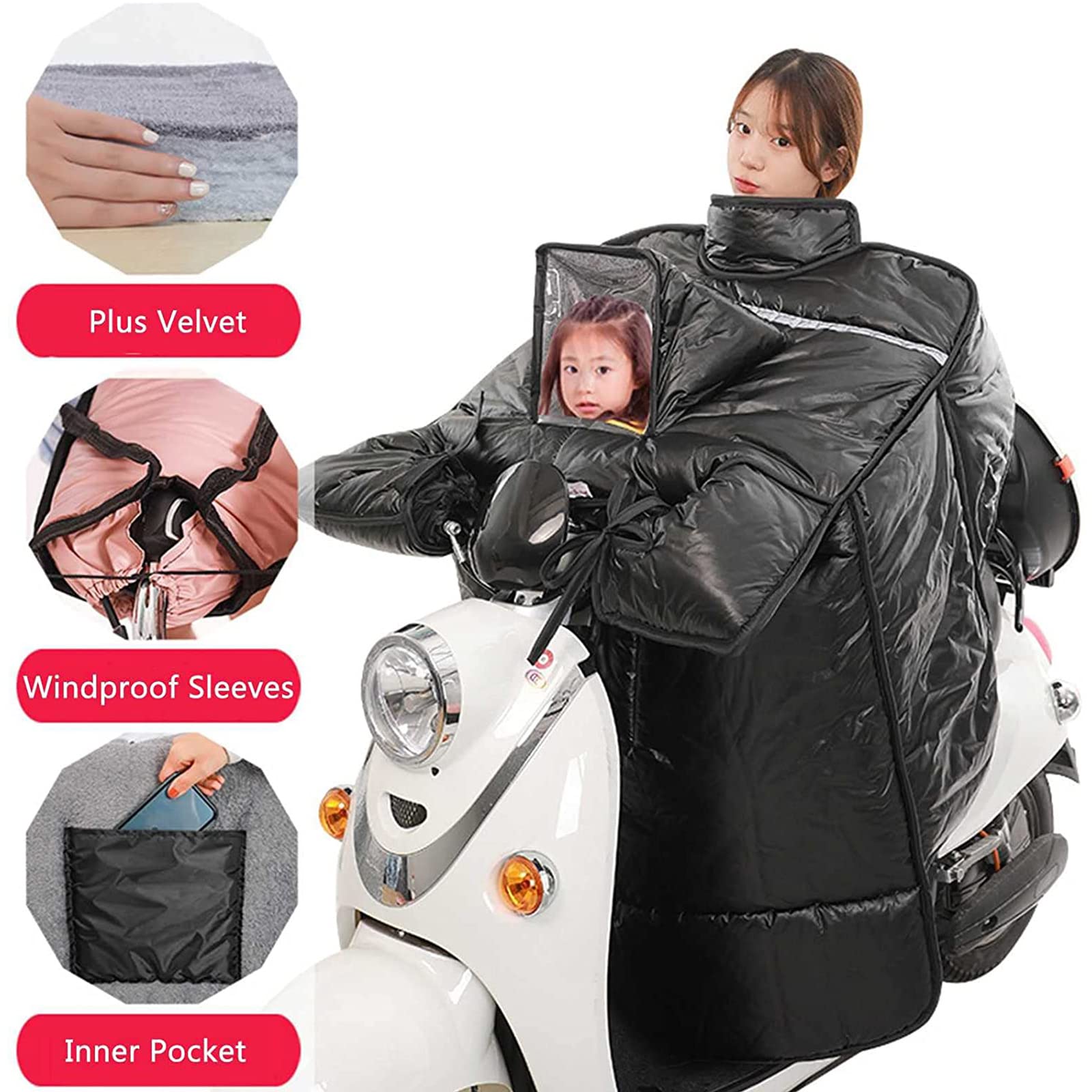 Genouillère d'hiver Scooter Coupe-Vent est épaissi Pare-Brise de Moto est imperméable et Coupe-Vent imperméable Batterie Voiture Tram Pare-Brise,D