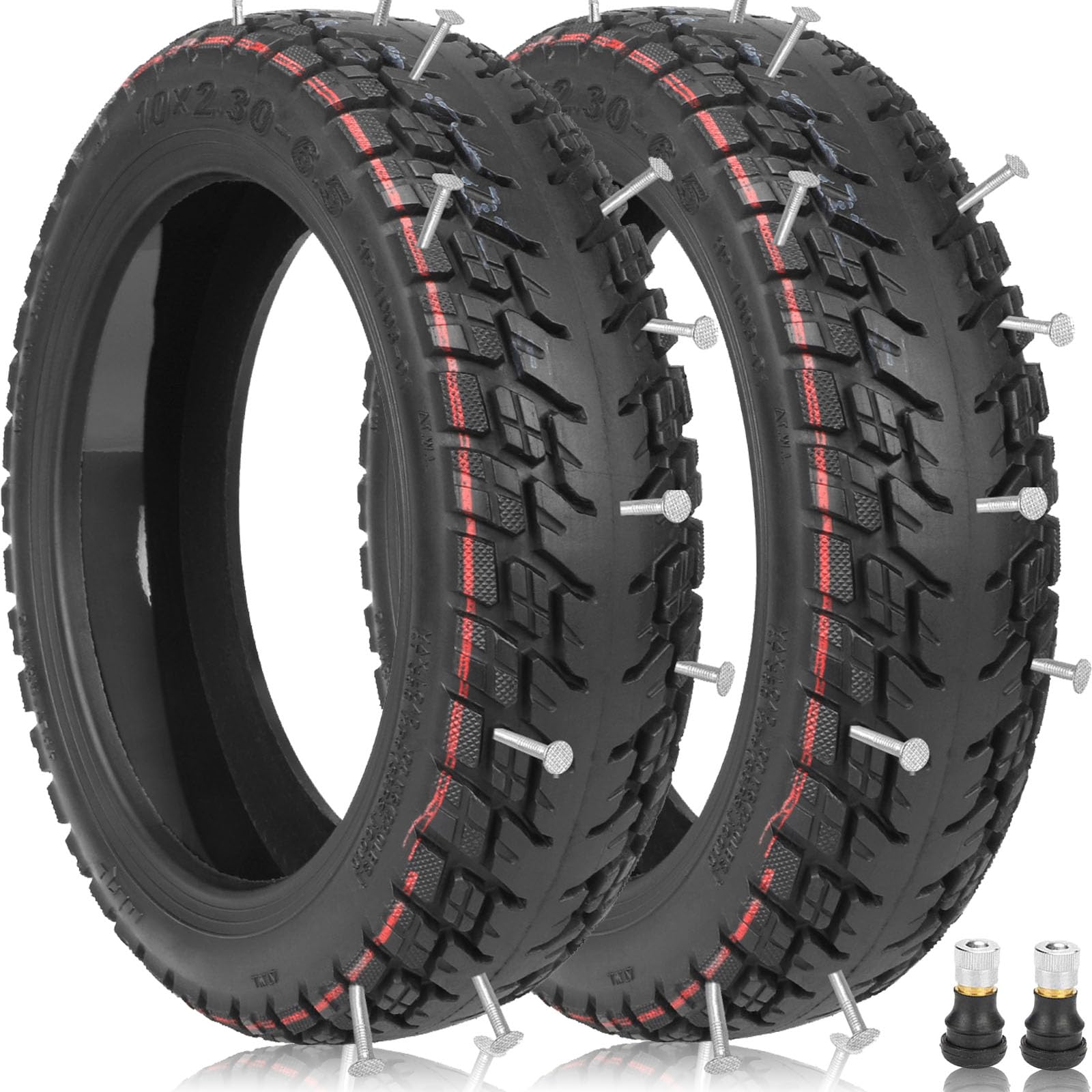 TREFAN Lot de 2 roues de rechange, 10 x 2,30-6,5", pour scooter électrique NIU KQi2/KQi2 Pro, pneus auto-réparation universels de 10" pour pneus 250 x 64, pour Xiaomi 4 Ultra, pneus tout-terrain sans
