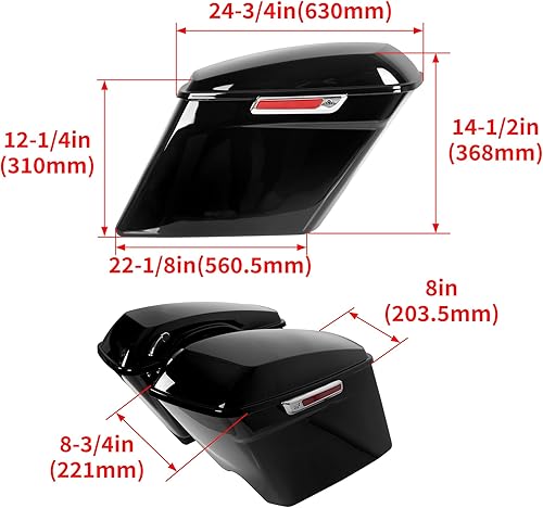 Vista 2 de ECOTRIC - Alforjas rígidas extendidas de 5 pulgadas para maletero, compatibles con todos los modelos Harley Davidson Road King Glide Softail Touring