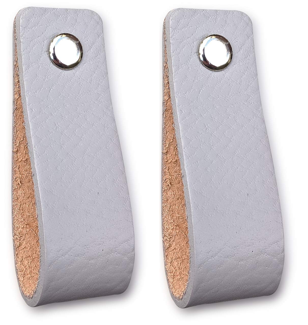 Brute Strength - Leather Drawer Pulls - Light Gray - 2 pcs - 6-1/2 x 1 ’’ - Leather Handle - Leather Dresser Pulls - Cabinet knobs Dresser knobs - Dresser Handles