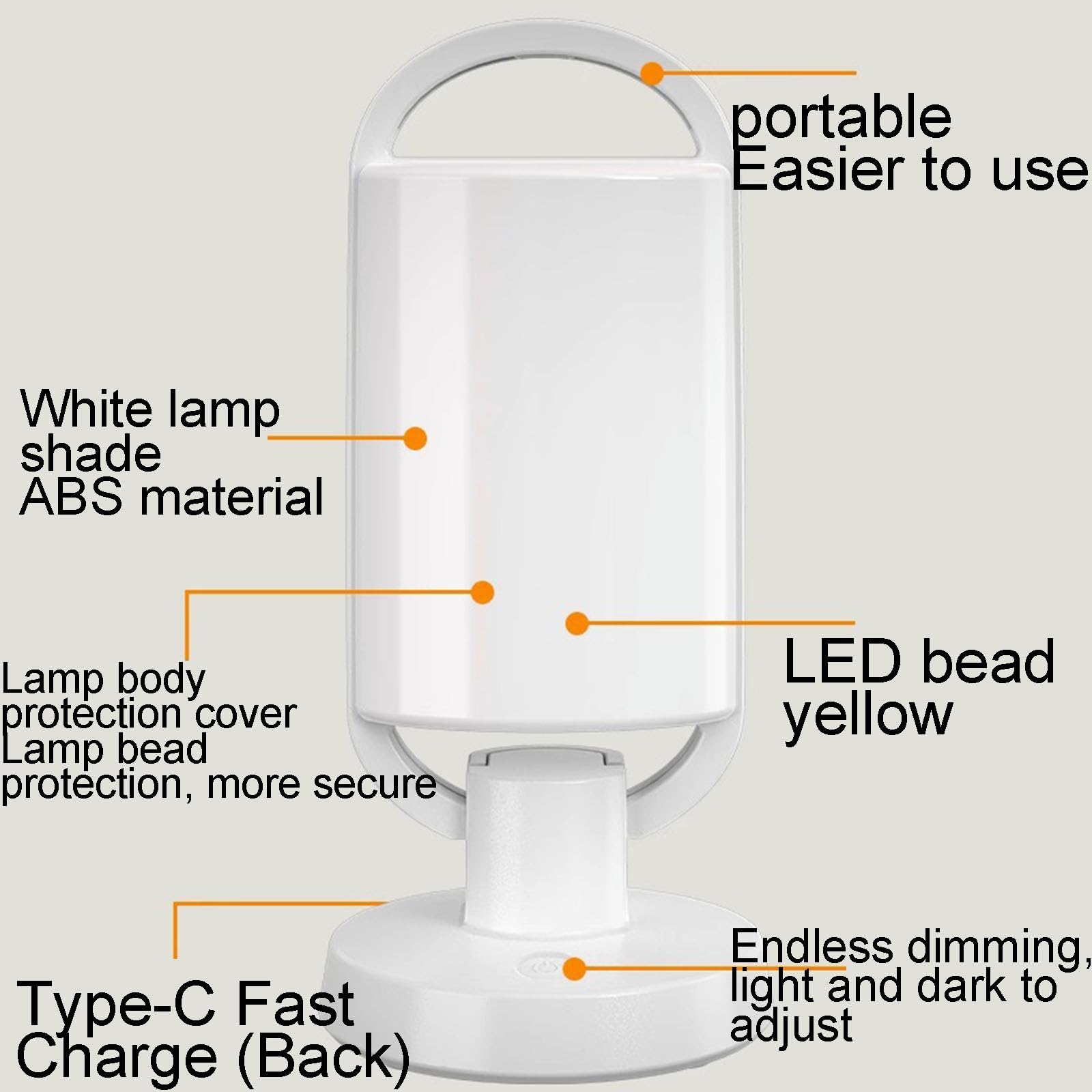 Lampe de camping LED avec gradation tactile, charge rapide et plusieurs modes d'éclairage pour les activités de plein air et l'utilisation de nuit