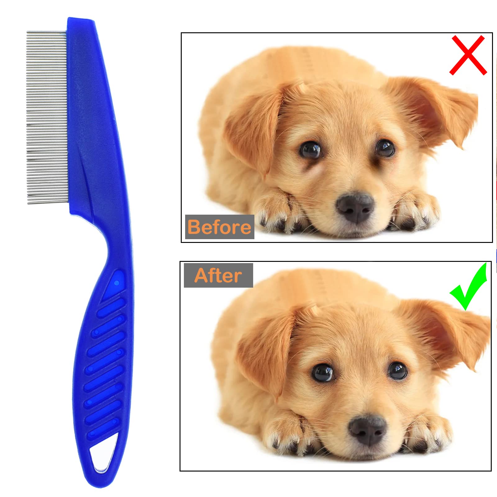 Flea Comb for Cats Dogs Flea Comb Pet Grooming Comb for Small Medium Large Pets