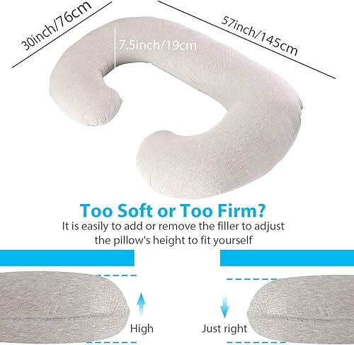 Miniatura 2 de Victostar Almohada de embarazo, almohada de cuerpo completo en forma de C de 57 pulgadas con funda de jersey, almohada de maternidad para mujeres