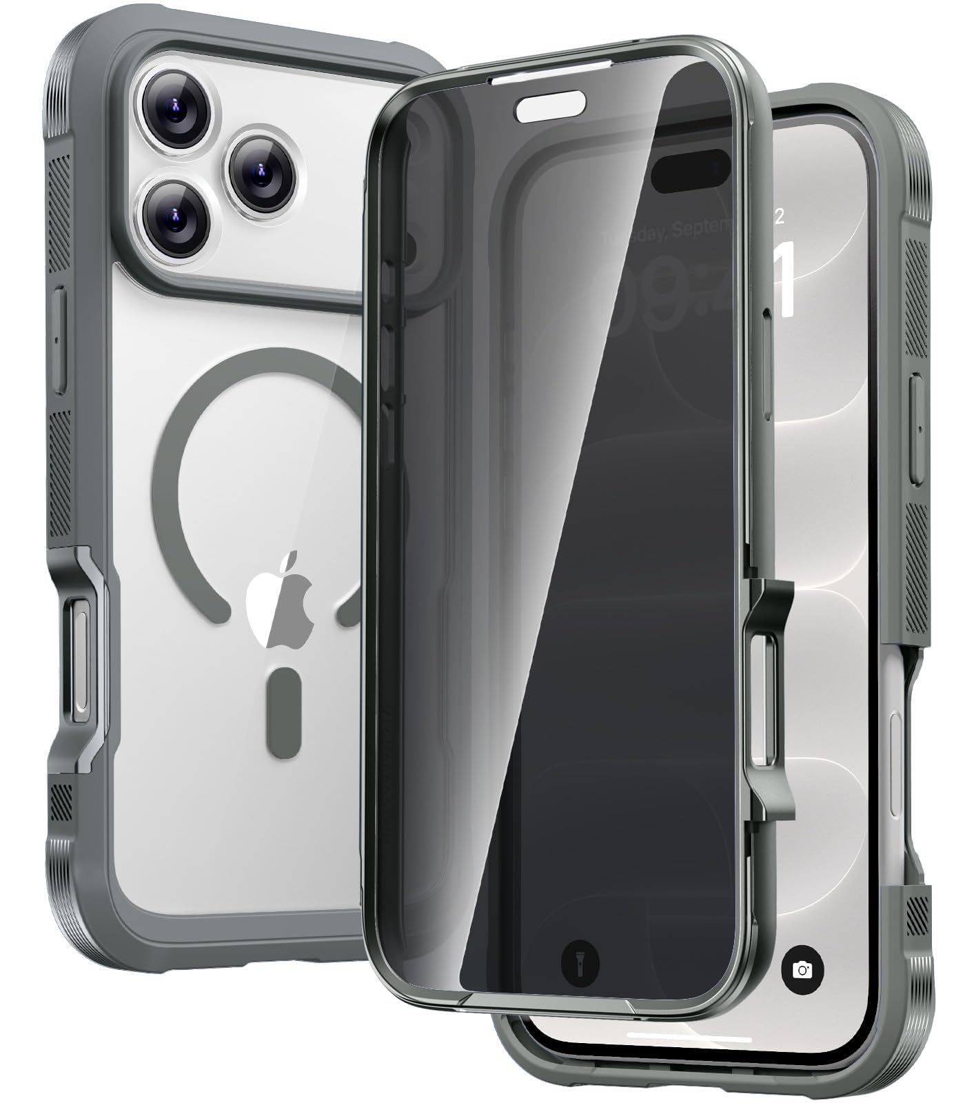 Diaclara Magnetic for iPhone 18 Pro Max Case with Privacy Protector,Grey