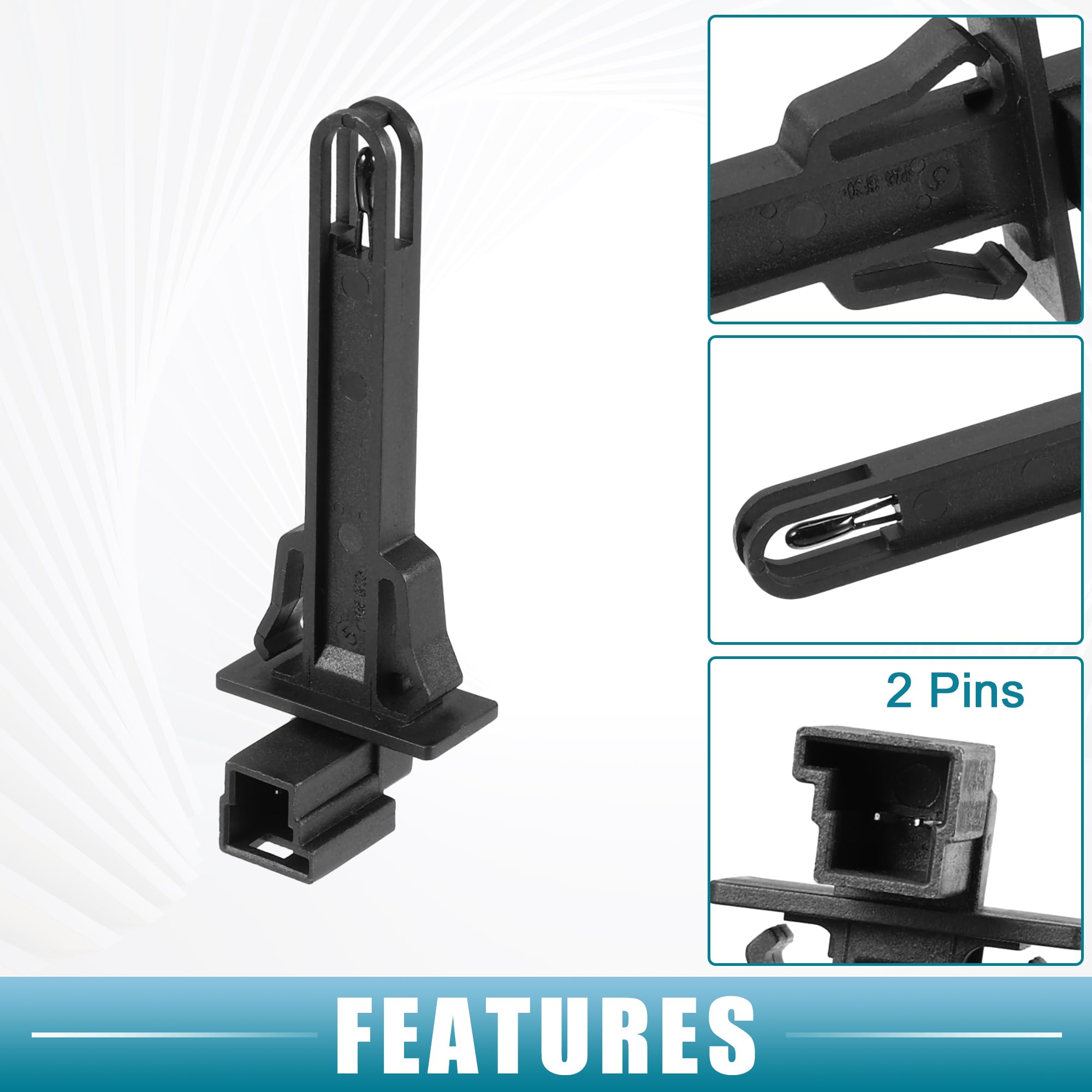 A ABSOPRO Sensore Di Temperatura Dell'Aria No.5Q0907543A Per Audi A3 15-23 | Plastica Nero 2 Pin 7,1x2,5 Cm Funzione Regola Ventola Accessorio Per Audi Q3 19-23, Per Audi TT 16-23
