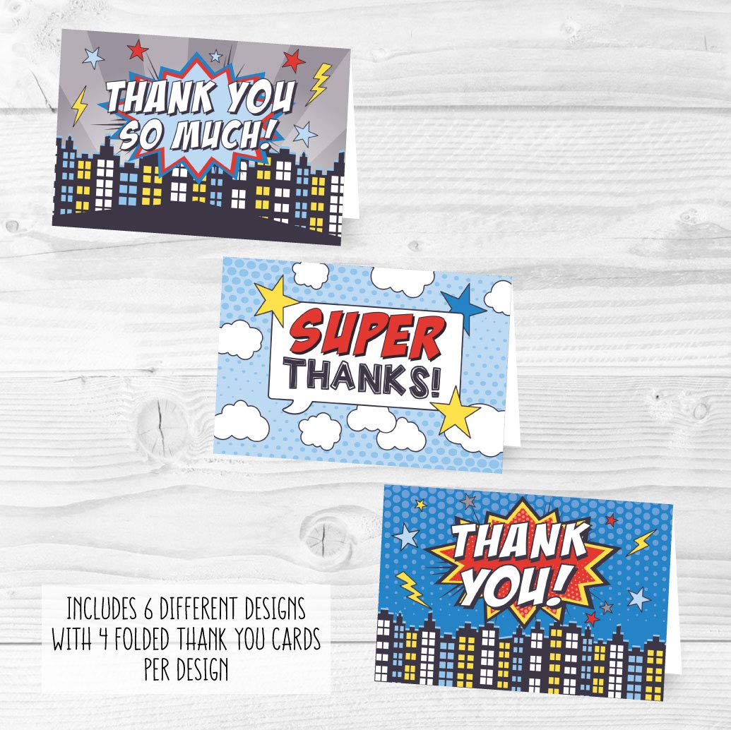 24 Superhero Thank You Cards With Envelopes, Kids Birthday Party or Adult  Comic Red Blue Bam Pow Gratitude Supplies For Grad, Baby or Bridal Wedding  Shower, For Boy or Girl Children Hero Stationery : Office Products -  Amazon.com