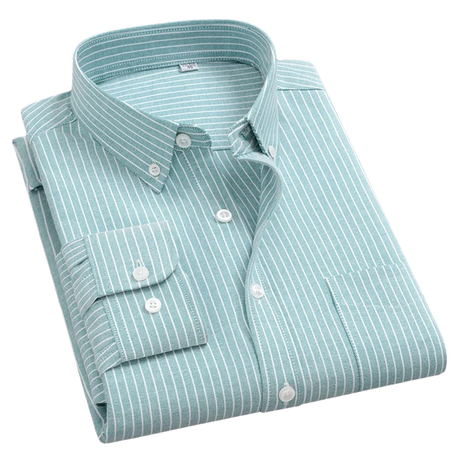 Camicia da uomo in cotone Oxford a righe, a maniche lunghe, casual, da lavoro, elegante