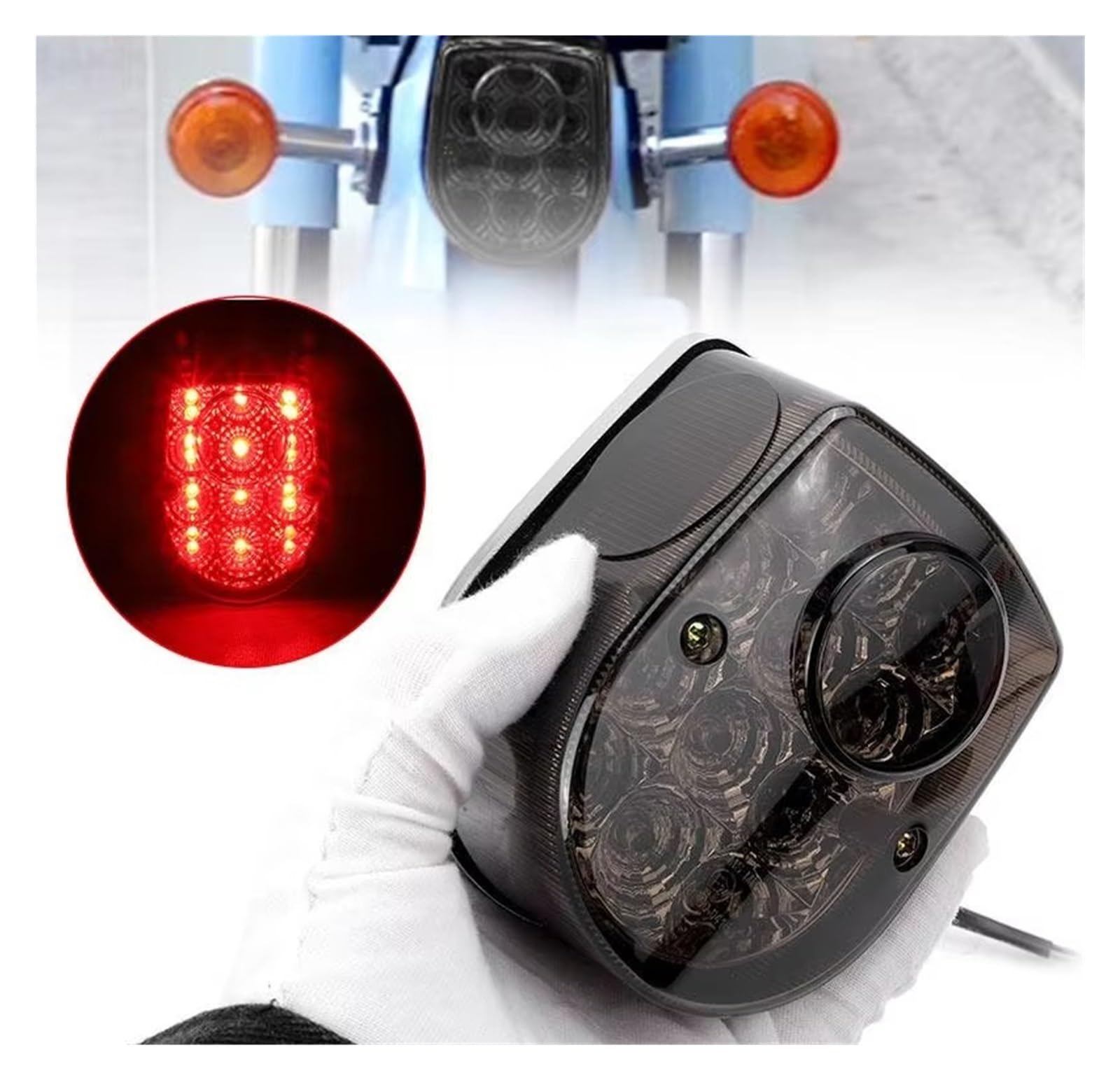 moto Fanale Posteriore Per Mini Per Monkey Moto Per SL350 Per Motosport 350 1970 1971 Lampada 12V Luce Freno Posteriore Luce Stop Lente Fumé Fanale posteriore per moto