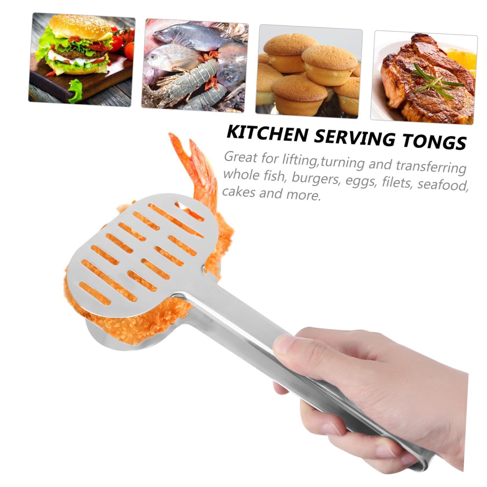 MAGICLULU 3pièces Pince De Cuisine Multifonction Acier Inoxydable Pince Anti-brûlure Pour Servir Aliments Idéale Pour Buffet Et Barbecue