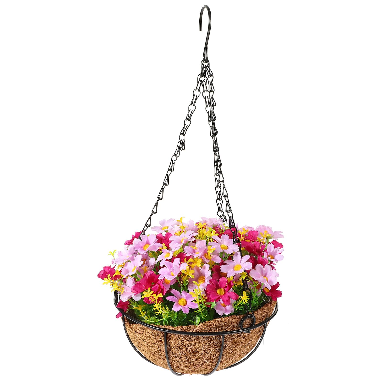 Fleurs décoratives pour intérieur et extérieur en panier suspendu artificiel