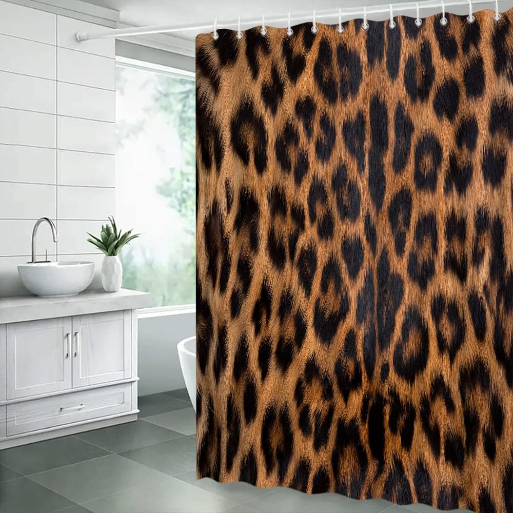 Leopard Print Shower Curtain Cheetah Brown Wildlife Safari