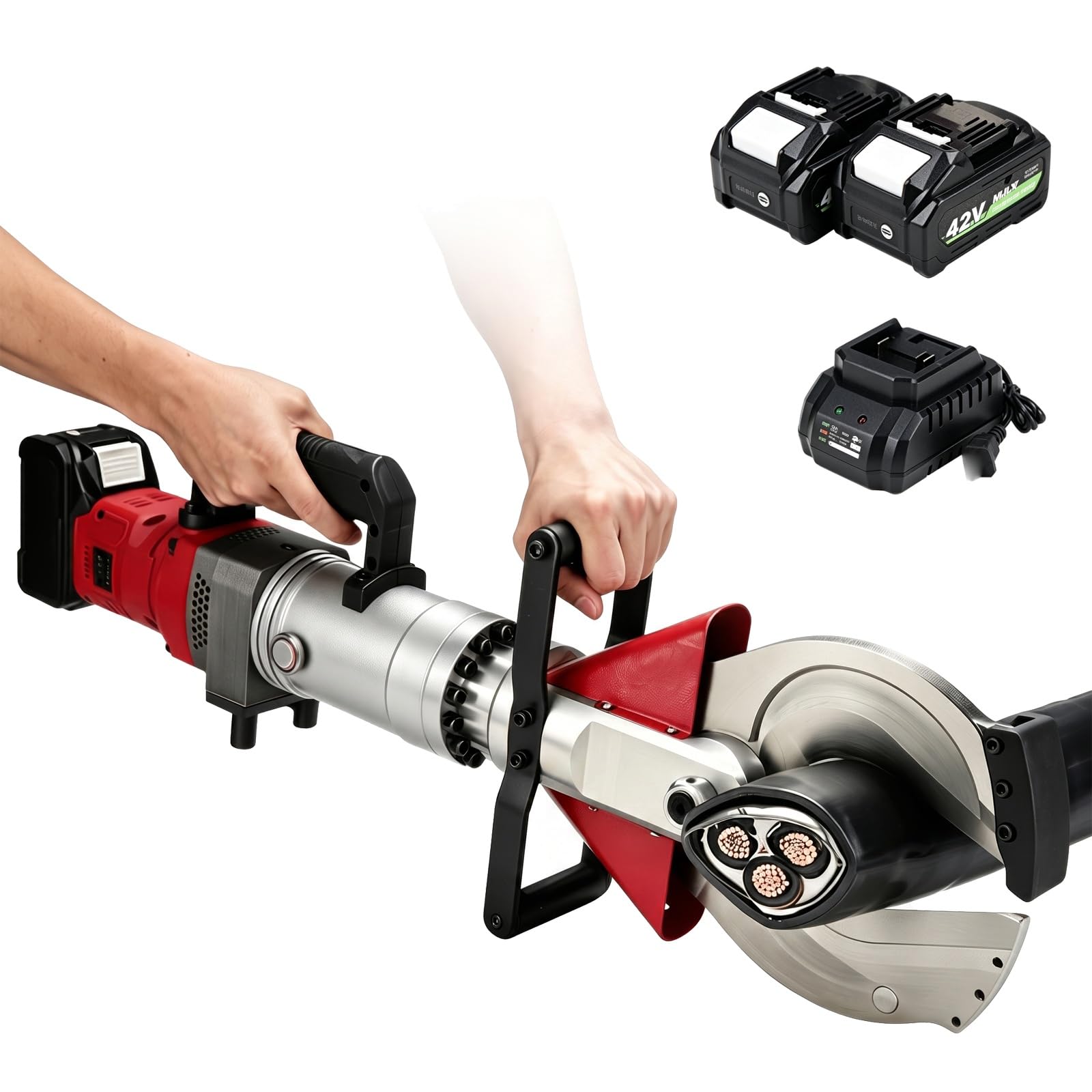 Tronchese idraulico a cricchetto a batteria, punta di taglio in acciaio | Velocità di taglio 2-3 secondi, per cavi in ​​alluminio-rame da 120/135/150 mm(135mm)