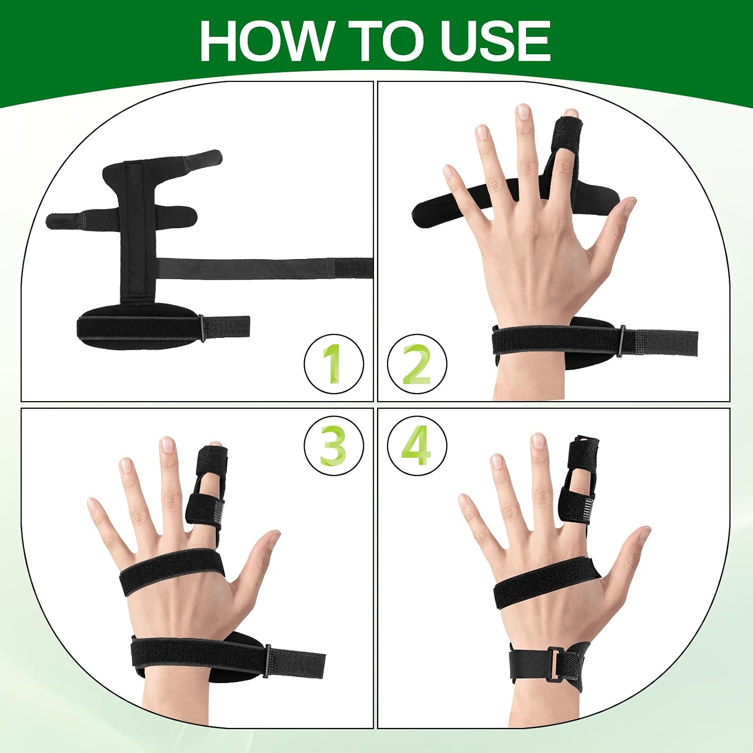 2-Pack Adjustable Finger Splints for Trigger Finger & Joint Pain Relief - Universal Fit Brace Supports All Fingers for Arthritis, Tendinitis & Carpal Tunnel