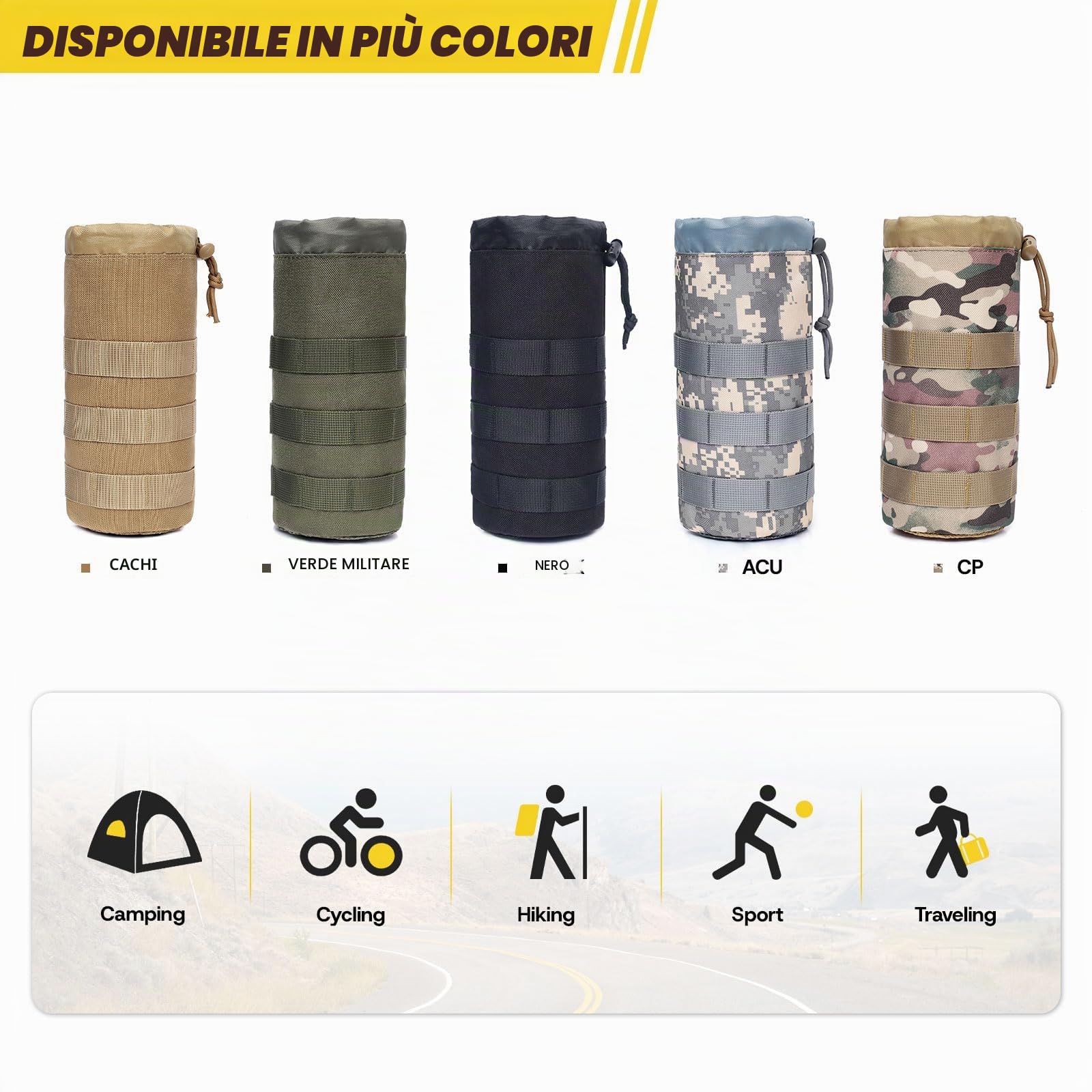 ACEXIER Tactical Molle Borsa per Bottiglia d'Acqua Borsa da Viaggio Borsa Sportiva Idratazione all'aperto per Il Campeggio Escursionismo Borse da Pesca